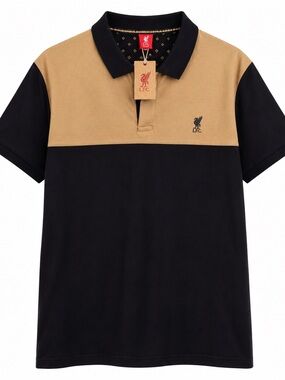Liverpool LFC Black and Tan Polo Shirt